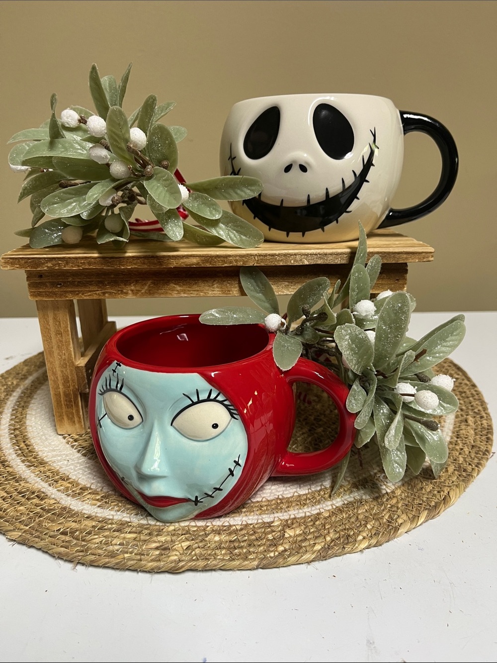 Disney The Nightmare before Christmas set of two Jack & Sally Halloween Mugs